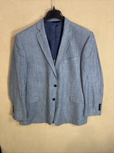 Giacca blazer sportivo Brooks Brothers uomo 46R blu chiaro 100% lino vestibilità reggente usata in ottime condizioni - Foto 1 di 16
