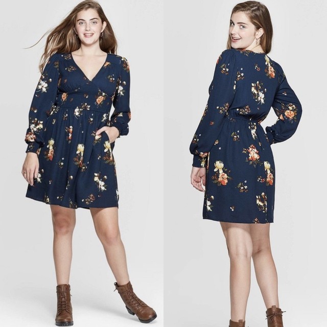 Xhilaration Floral Dress V-neck Long 