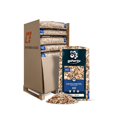 Holzhackschnitzel Deko Natur Holz Waldkiefer Hackgut 60l x 13 Sack 780l Palette