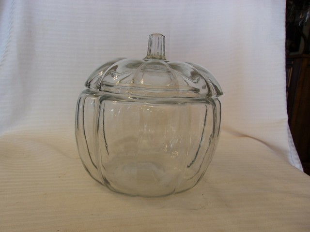 Vintage Clear Glass Pumpkin Cookie or Candy Jar With Lid 7.5" Tall | eBay