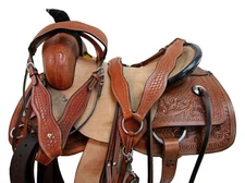ROPING COWGIRL SADDLE RANCH TOOLED LEATHER WESTERN HORSE TACK SET 15 16 17 18