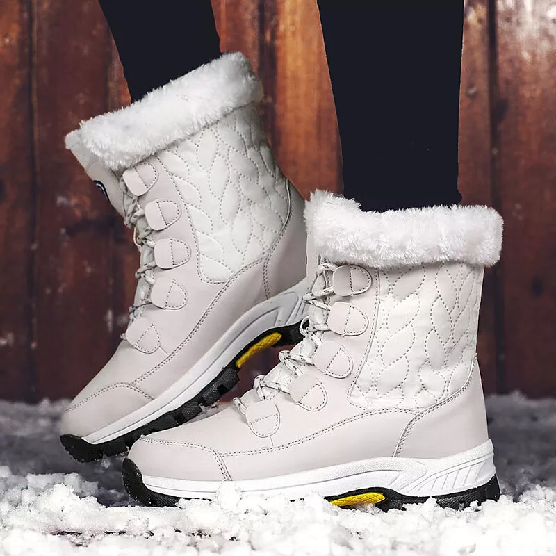 Winter Warm Snow Boots Fur Lined Lace Up Ankle Boots Waterproof Shoes Women  Plus