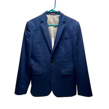Express Blazer Suit Jacket Men's Medium Navy Blue 2 Button Slim Fit Top Coat EUC