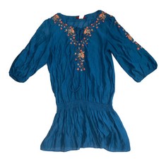 CERES Womens Embroidered Dress Size Medium Blue Boho Tunic
