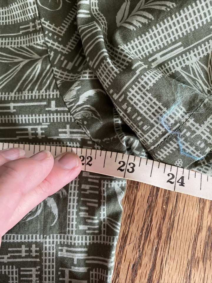 Palmwave Hawaiian Shirt Mens Sz Large Green Aloha Attire Palm Trees