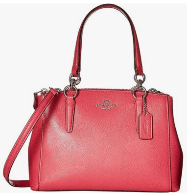 NEW COACH CHRISTIE Crossgrain Leather Crossbody Shoulder Bag Sv/Amaranth (Pink)