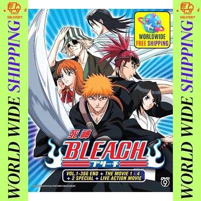 BLEACH Anime DVD (Vol.1-366 End) + The Movie 1-4 + 2 Special + Live Action Movie