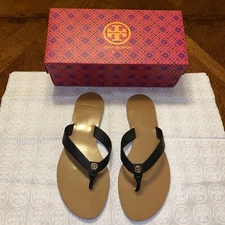 NIB Tory Burch Manon Thong Sandal Black Size 10
