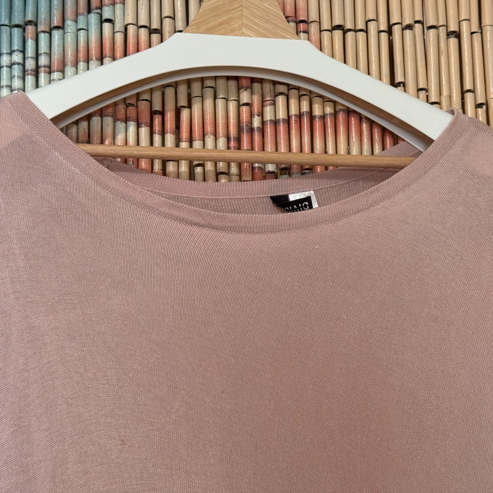 H&M Divided Round Neck Long Sleeve Knit Tunic Sweater, Blush Pink Women