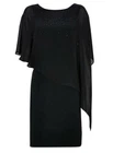 Ex Wallis Black Round Neck Embellished Overlay Evening Dress RRP £55