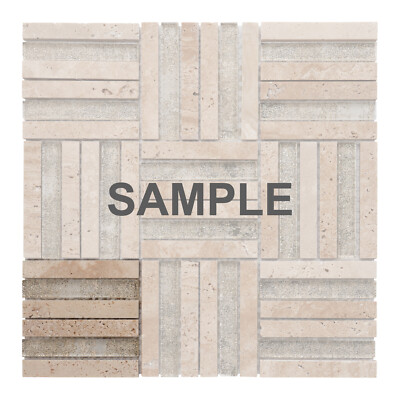 Beige Sand Travertine Marble Stone Gold Sand Glass Mosaic Tile Wall Backsplash