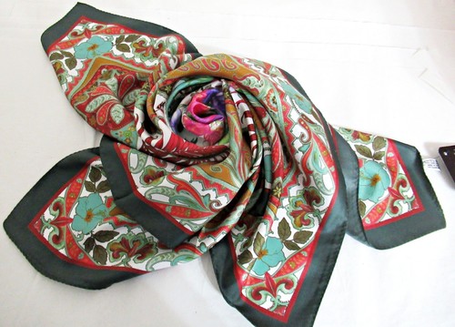 FATTORSETA by CAROLINA FATTORINI 100% SILK SQUARE SCARF 35x35 - MADE IN ITALY - Picture 20 of 24