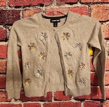 Lands End Girls S 7-8 Snowflake Cardigan C47