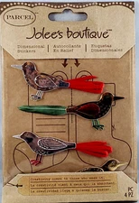 Glass Birds Clips Parcel Foil Silver Gold Red Jolee's Embellishments RARE