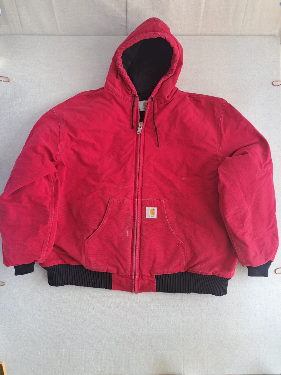 Vtg Carhartt Jacket Men 2XL - 3XL Red Duck Hooded Canvas Vtg Carhartt Jacket Men 2XL - 3XL Red Duck Hooded Canvas