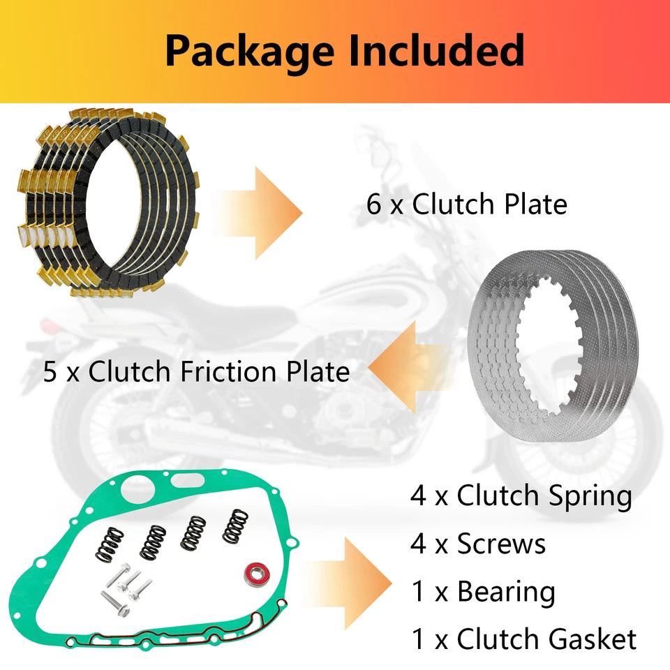 Clutch Plates Kit & Springs Gasket Set for Suzuki Savage 650 Boulevard S40 LS650 Foto 4 de 4