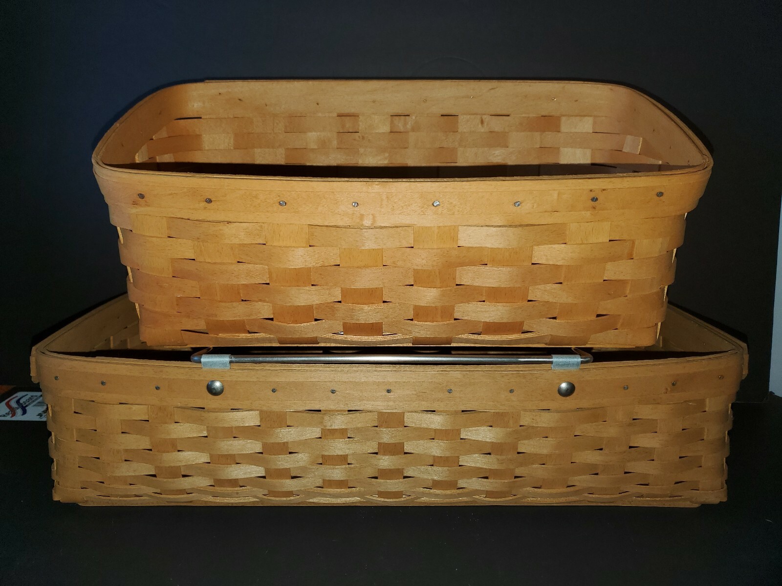 2 Longaberger Household Caddy Basket Tool Carrier and Vanity Baskets