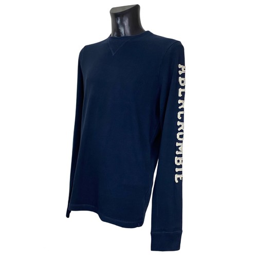 ABERCROMBIE AND FITCH RETRO LOOK NAVY BLUE MUSCLE FIT SWEATSHIRT. SIZE: LARGE - Picture 2 of 7