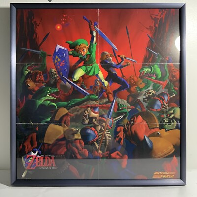 Legend of Zelda Ocarina Time Nintendo Power 1998 Poster Framed