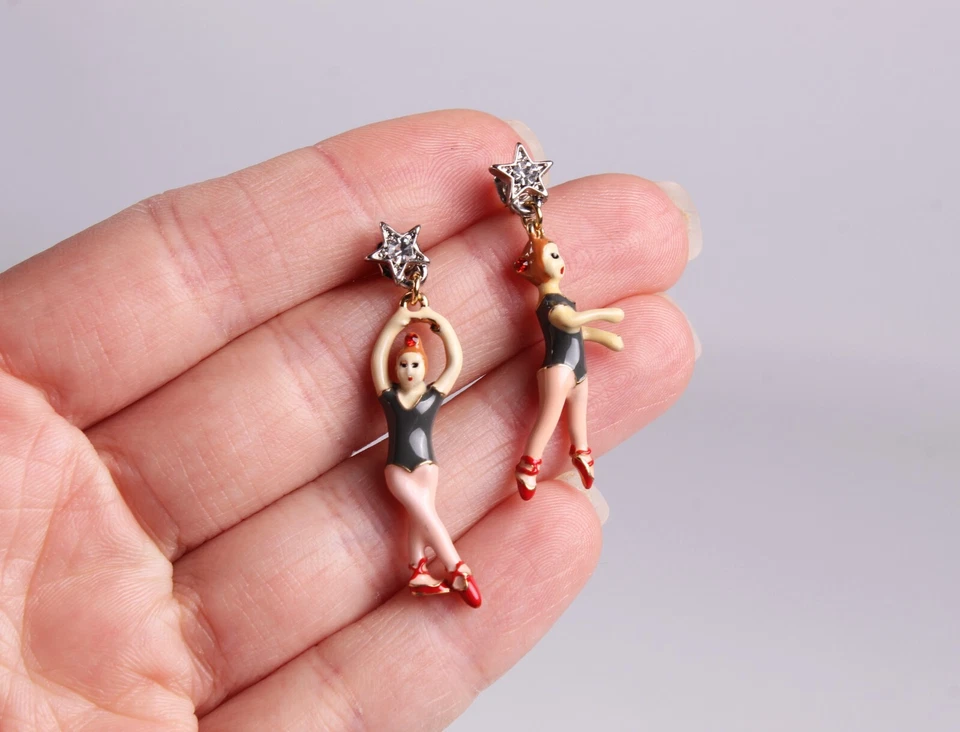 Pendientes Les Nereides Paris N2 Bailarina Ballet Dijes Esmalte Multicolor OS Foto 4 de 4