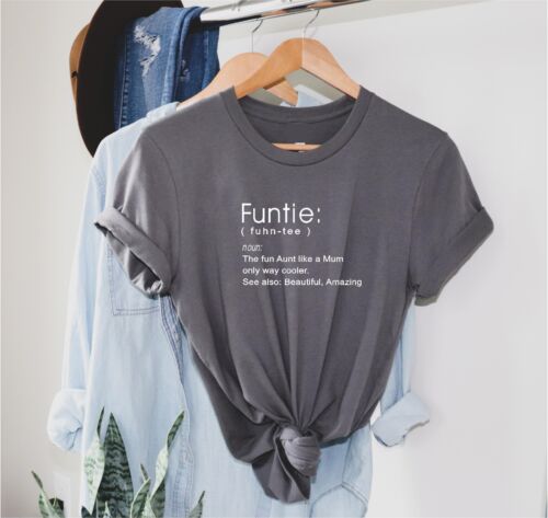 Funtie T Shirt Funny Auntie T-shirt Best Aunt Top Gift For Auntie Definition Top - Picture 1 of 22