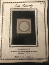 New vintage Mill Pond Designs OUR FAMILY Counted Cross Stitch Kit #919