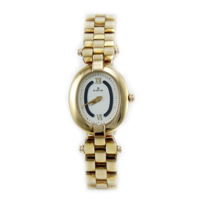 Edox Damen Klassische Uhr Edelstahl ETA 901.001 Swiss Made Vergoldet Saphirglas