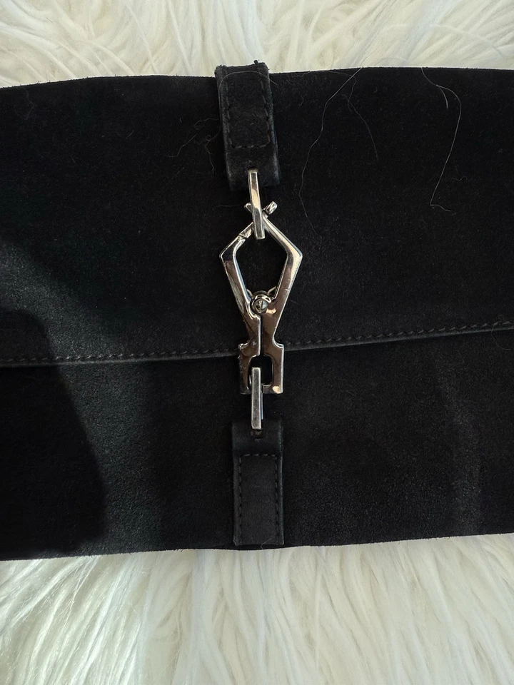 Gucci Reacondicionado Vintage Jackie O Pouchette Negro Gamuza 2004-ish Sin Caja Raro Foto 2 de 4