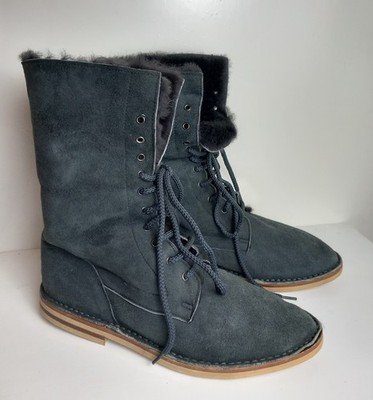 YAB YOU ARE BRAND Stiefelette Stiefel Schuhe Blau 39 Echt Leder Fell Gefüttert