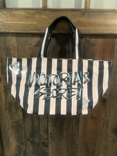 Victoria s Secret Large Striped Tote With Zipper Closure