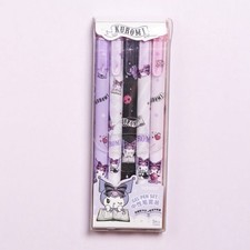 Kuromi Gel Pen Set 5PCS 0.5mm Black Ink Sanrio Stationery School Office Purple