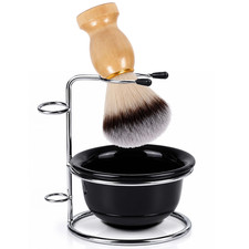 Men'S 3 in 1 Shaving Brush Set, Nylon Brush with Stand  Bowl, Wet Shave Kit for