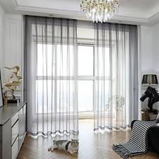Window Sheer Curtains 84 Inches Long 2 52"W x 84"L Pack of 2 Dark Gray