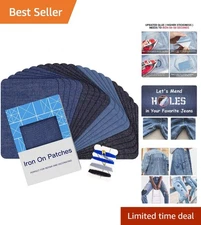 20PCS Iron-On Denim Patches - 4 Shades for Stylish Clothing Repairs