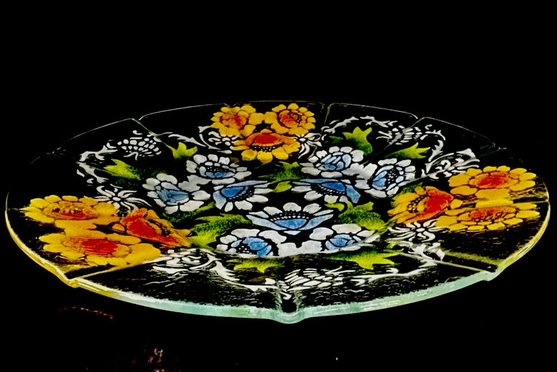 Large Handmade Vintage Sydenstricker Art Glass Plate  - 14 1/2" diameter