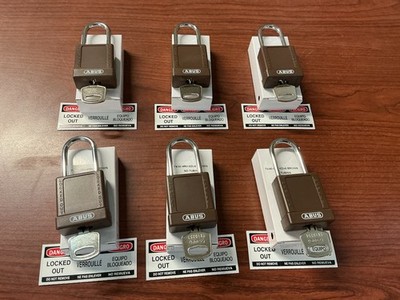 NEW 6PK ABUS 74/40 Lockout Padlock With Keys Brown B219