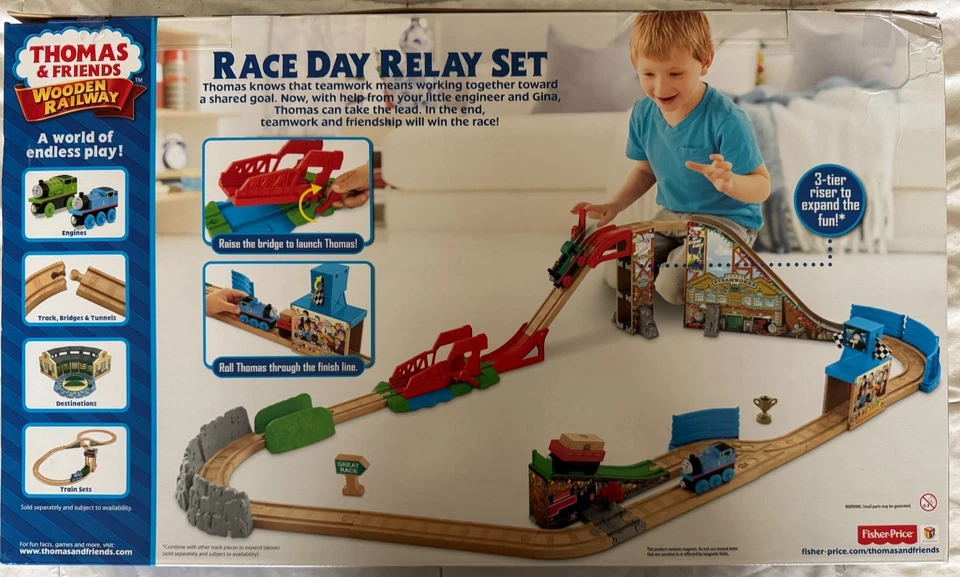 Thomas & Friends Wooden Railway Race Day Relay Set Unopened Rare Thomas & Gina - Image 2 of 2