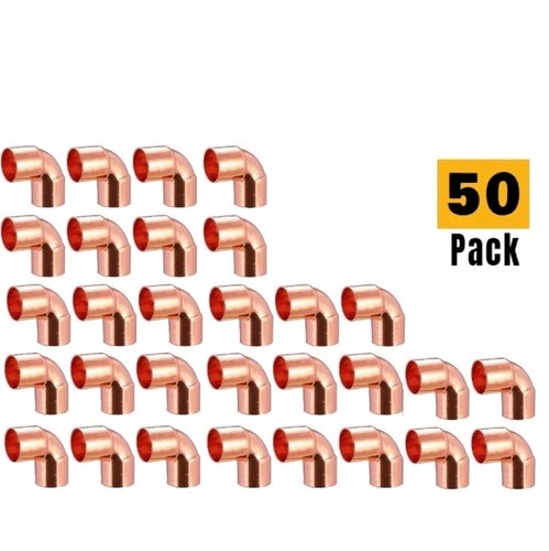 *50 Pack* Nibco 3/4" Copper 90 Elbow C X C Solder Plumbing Fittings Lead Free