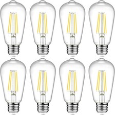 Pack of 8 LED Edison Bulbs 6W - 700 Lumens Cool White 4000K Vintage Filament