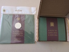 A vote to leave 2020 uk 50p silver proof coin + BUNC 50p in sealed packet