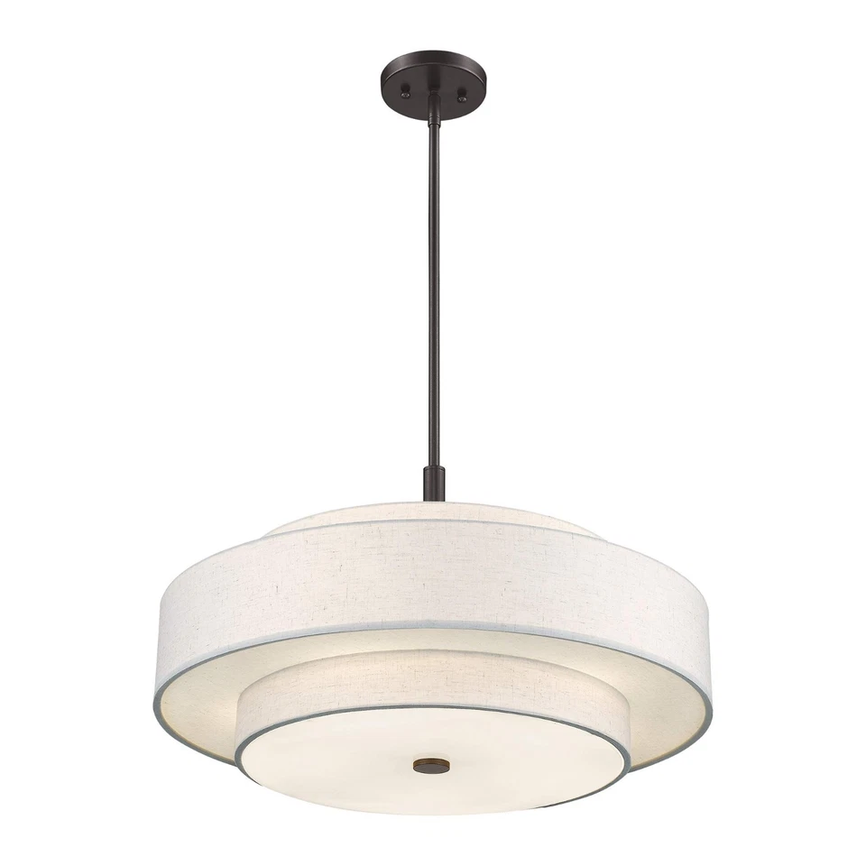 Livex Lighting Fabric Shade 50875-07 Meridian 5 Light Bronze Pendant (MSRP $349) - Image 3 of 4