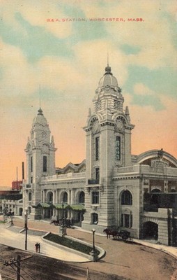 Worcester, Massachusetts Postcard B & A Station  c 1911   Z10
