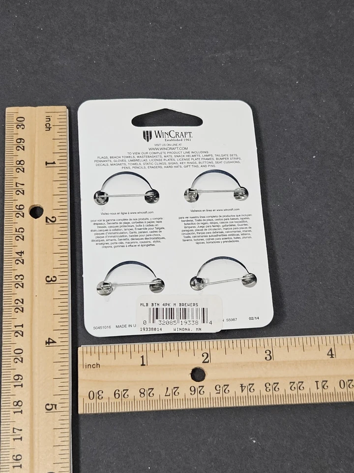 Milwaukee Brewers Button Pin Hat Lapel Pin MLB Baseball 4 Pack Foam Finger - Image 2 of 2