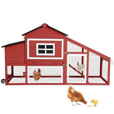 Aivituvin Mobile Chicken Coop, Large Poultry Cage with Wheels for Backyard