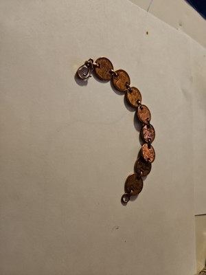 VTG 1985-2014 Penny Link Bracelet Signed Copper Pat. Pend 7 1/2 Inch 