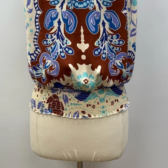 Blusa sin mangas Free People Kelsey estampado cachemir halter azul grande nueva con etiquetas Foto 4 de 4