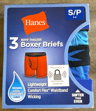 Hanes Boys' Tagless Boxer Briefs Wicking Cool Comfort Size S 6-8 NEW
