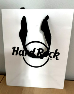HARD ROCK CAFE Collectible SMALL Paper Shopping Bag with BLACK Fabric Handles