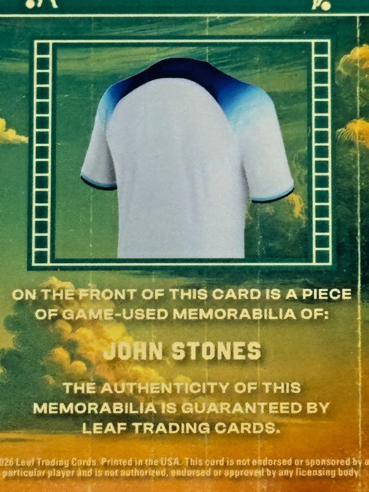 2026 Leaf World Cup John Stones Match-Worn England Patch /40 Manchester City SP view 6