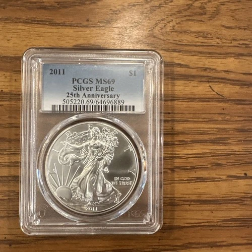 2011 American Silver Eagle Dollar Coin PCGS Certified MS69 25th Anniversary